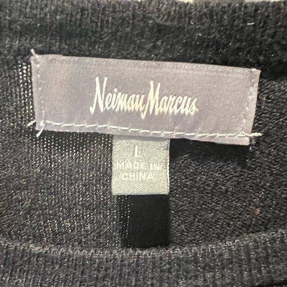 Neiman Marcus Asymmetric Ruffle Knit Top Sweater - Black - Picture 4 of 5